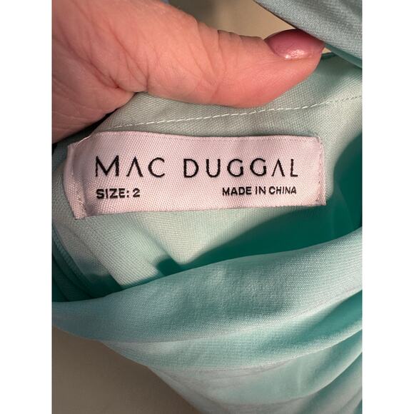 Mac Duggal NWT One Shoulder Ruched Cut Out Jersey Gown in Mint Size 2 - Picture 5 of 7